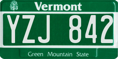 VT license plate YZJ842