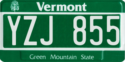 VT license plate YZJ855