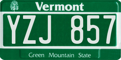 VT license plate YZJ857