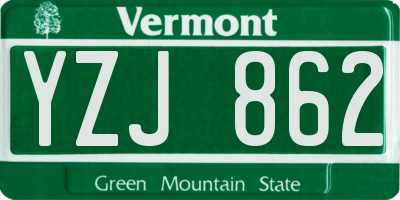 VT license plate YZJ862