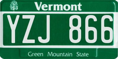 VT license plate YZJ866
