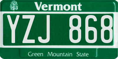 VT license plate YZJ868