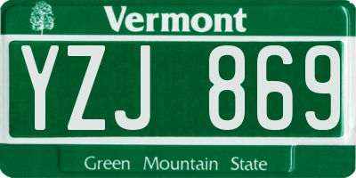 VT license plate YZJ869