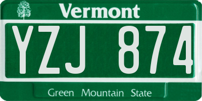 VT license plate YZJ874