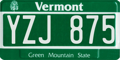 VT license plate YZJ875