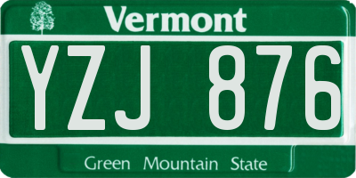 VT license plate YZJ876