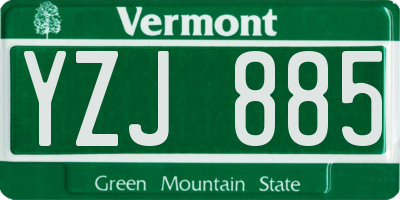 VT license plate YZJ885