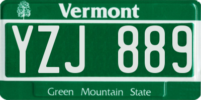 VT license plate YZJ889