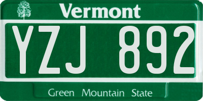 VT license plate YZJ892