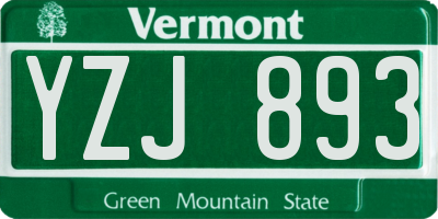 VT license plate YZJ893