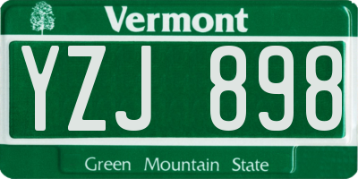 VT license plate YZJ898