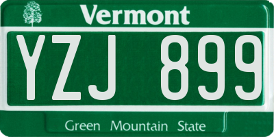 VT license plate YZJ899