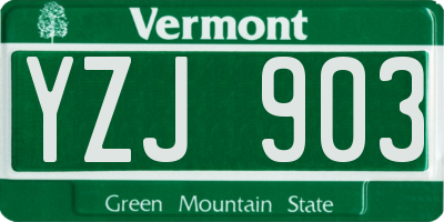 VT license plate YZJ903