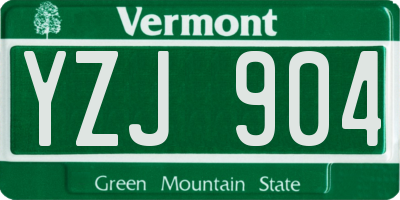 VT license plate YZJ904