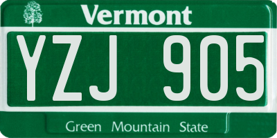 VT license plate YZJ905