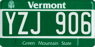 VT license plate YZJ906