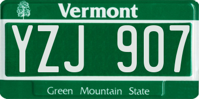 VT license plate YZJ907