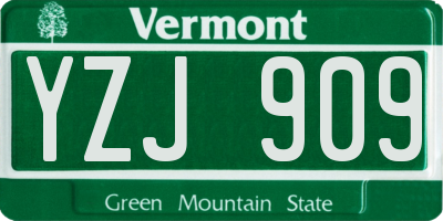 VT license plate YZJ909
