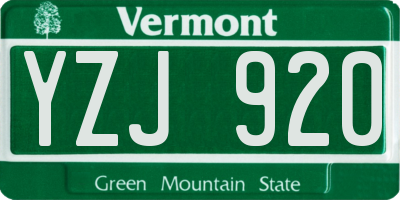 VT license plate YZJ920