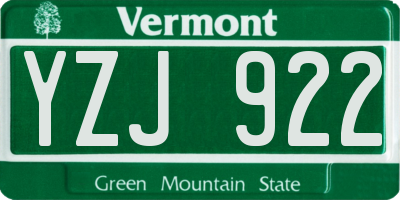 VT license plate YZJ922