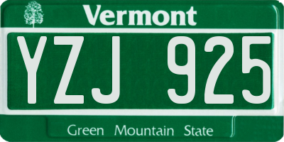 VT license plate YZJ925