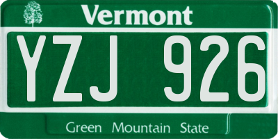 VT license plate YZJ926