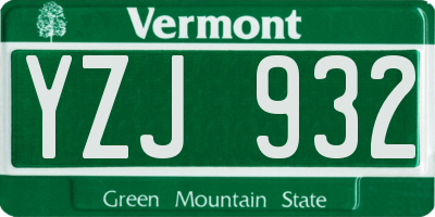 VT license plate YZJ932