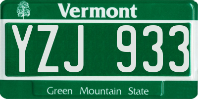 VT license plate YZJ933