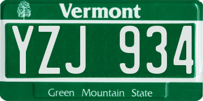 VT license plate YZJ934