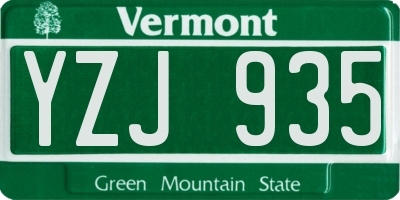 VT license plate YZJ935
