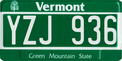 VT license plate YZJ936