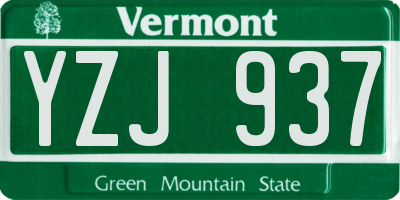VT license plate YZJ937