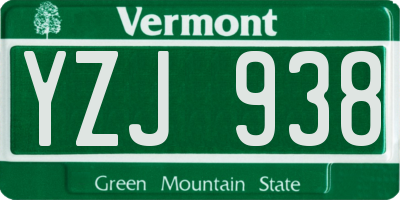 VT license plate YZJ938
