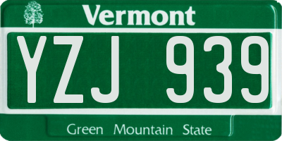 VT license plate YZJ939
