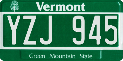 VT license plate YZJ945