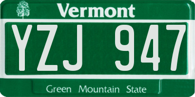 VT license plate YZJ947