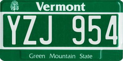 VT license plate YZJ954