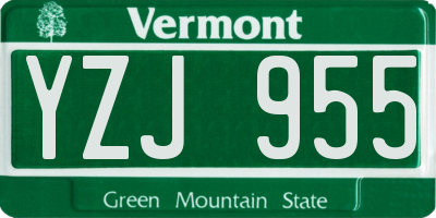 VT license plate YZJ955