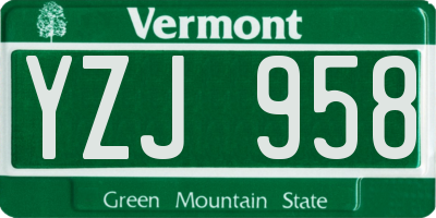 VT license plate YZJ958