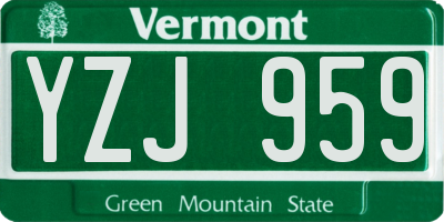 VT license plate YZJ959