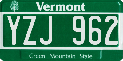 VT license plate YZJ962
