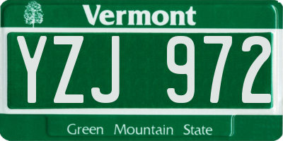 VT license plate YZJ972