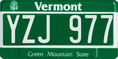 VT license plate YZJ977