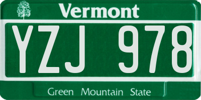 VT license plate YZJ978