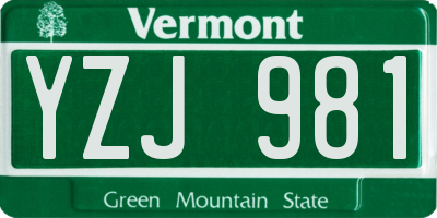 VT license plate YZJ981