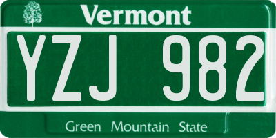 VT license plate YZJ982