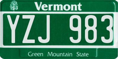 VT license plate YZJ983