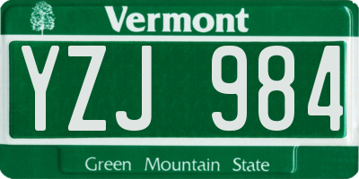VT license plate YZJ984