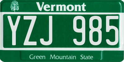 VT license plate YZJ985