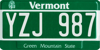 VT license plate YZJ987